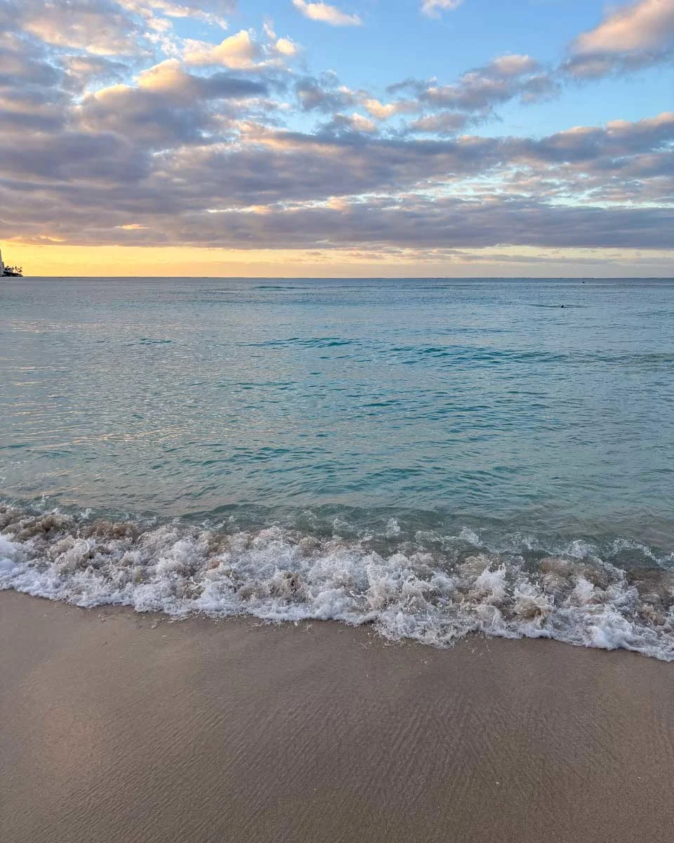 Waikiki Beach at sunrise in Waikiki Honolulu Hawaii on Trelles trip (2)