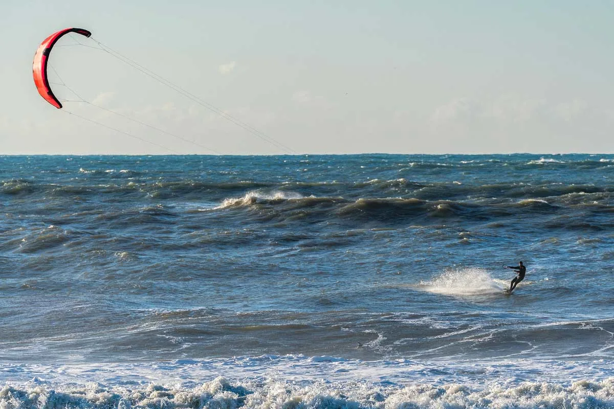 A kite surfer in Essaouira, Morocco