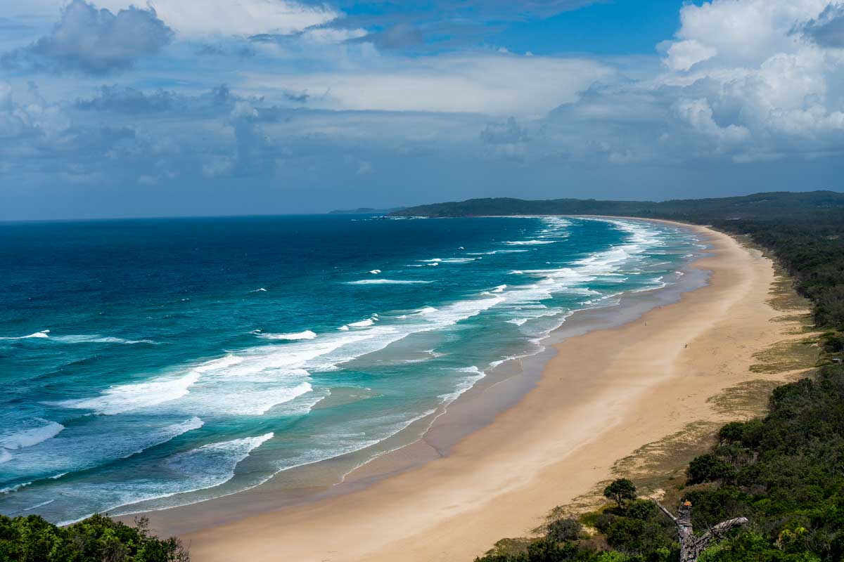 A scenic view of the Tallow Beach in Byron Bay, Australia
