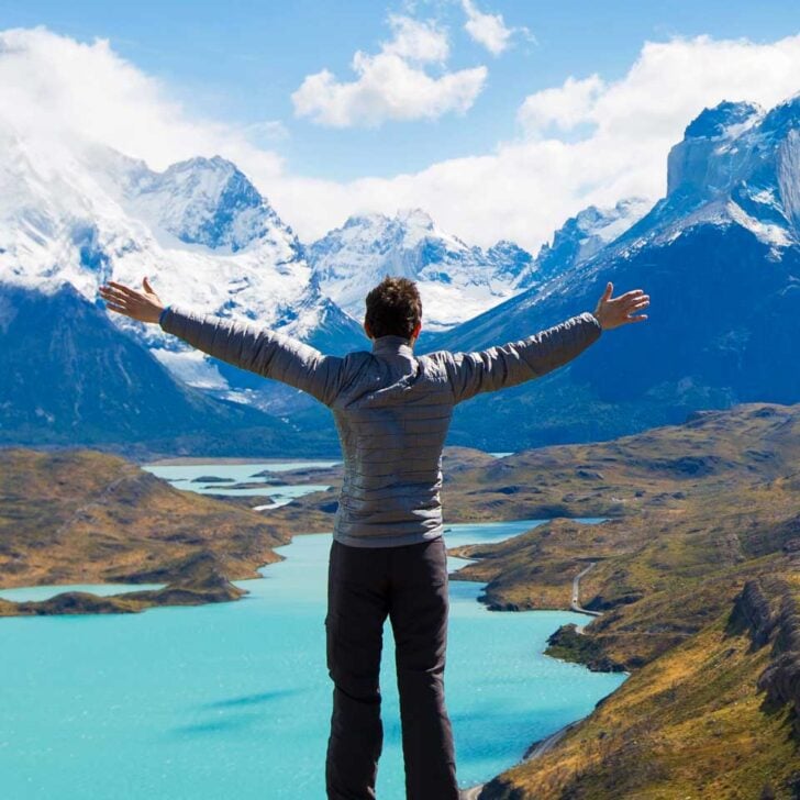 Daniel hikes at Torres del Paine in Patagonia Argentina