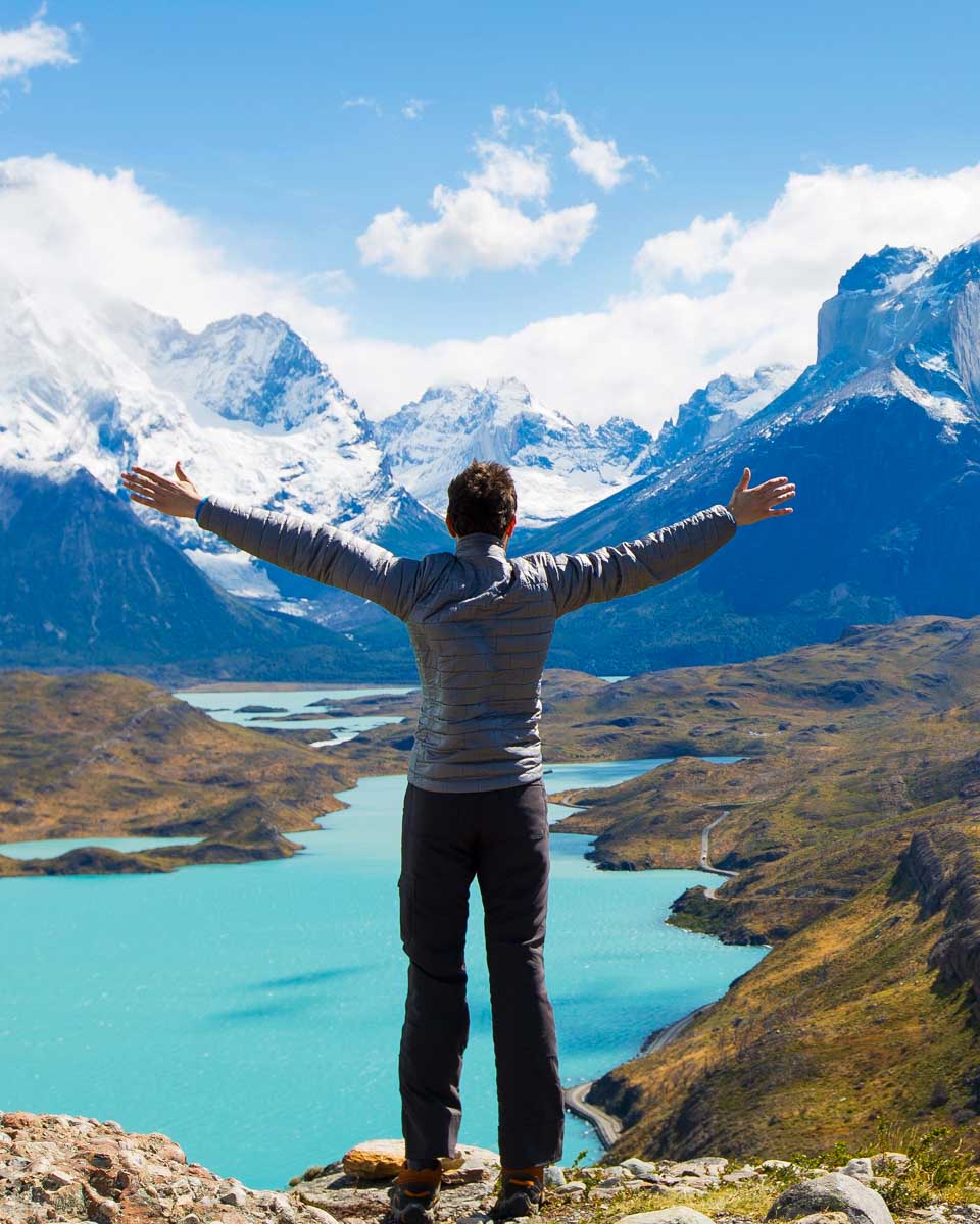 Daniel hikes at Torres del Paine in Patagonia Argentina