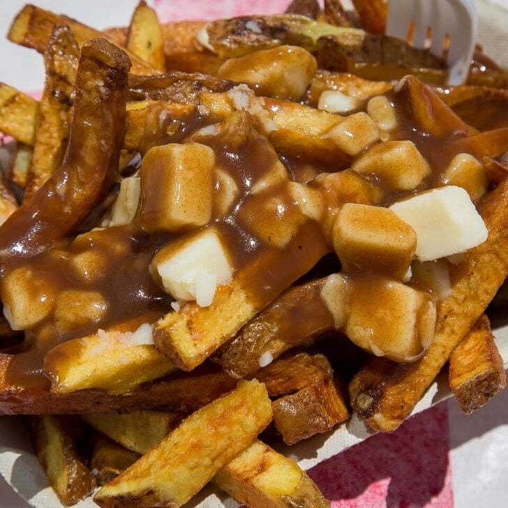 Poutine eaten on a food tour in Montreal, Quebec, Canada