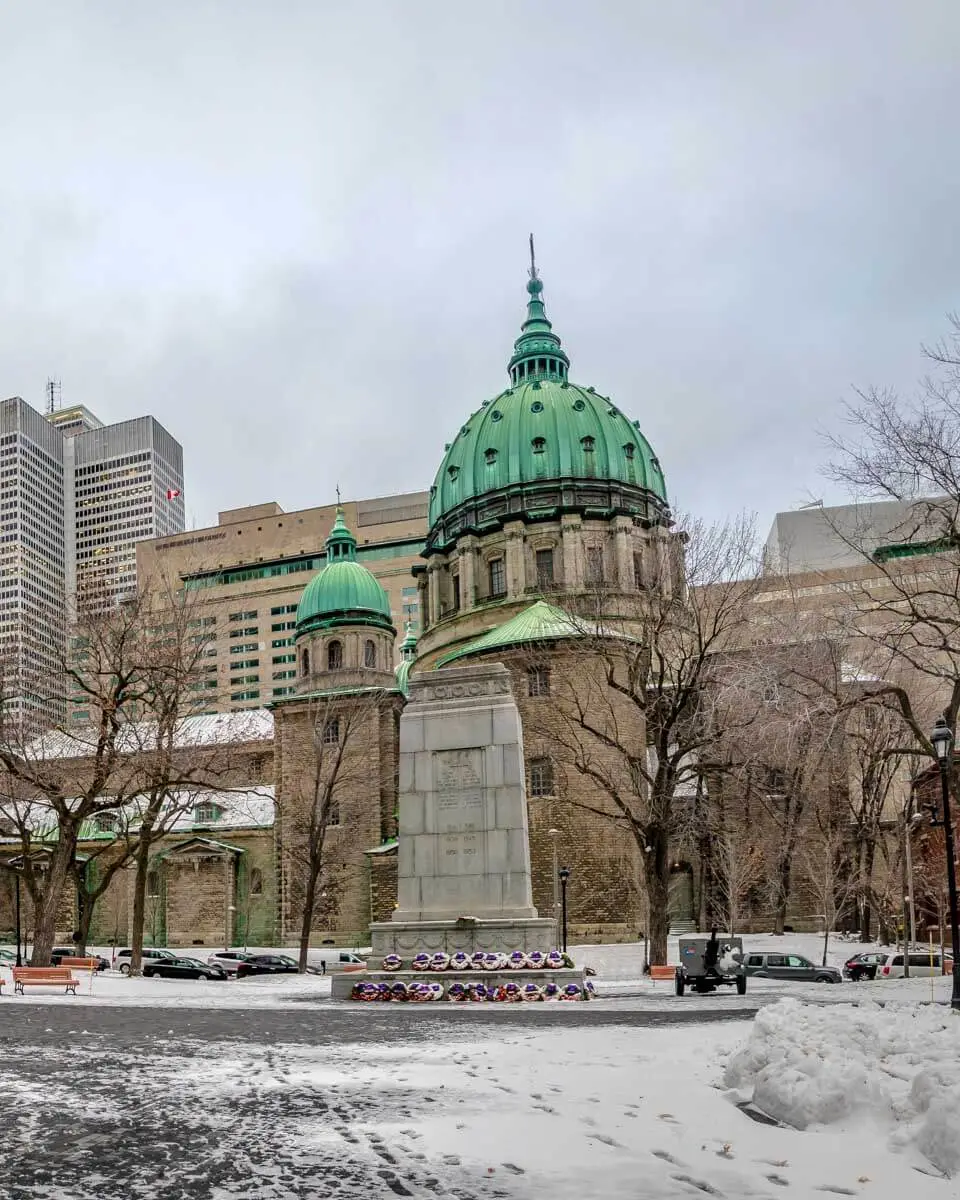 Queen of the World Cathedral Montreal Quebec winter