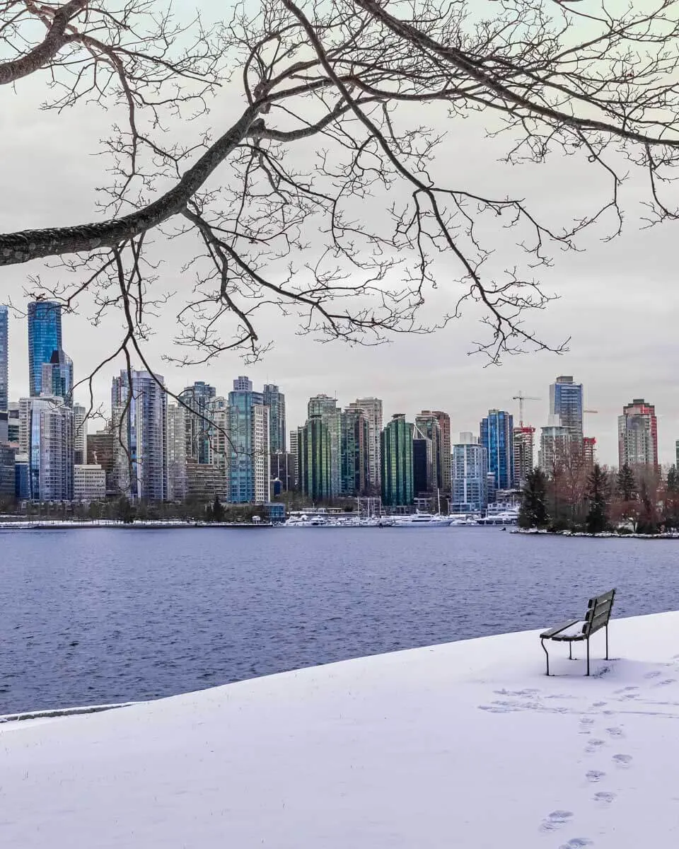Stanley Park in Vancouver BC Canada in winter
