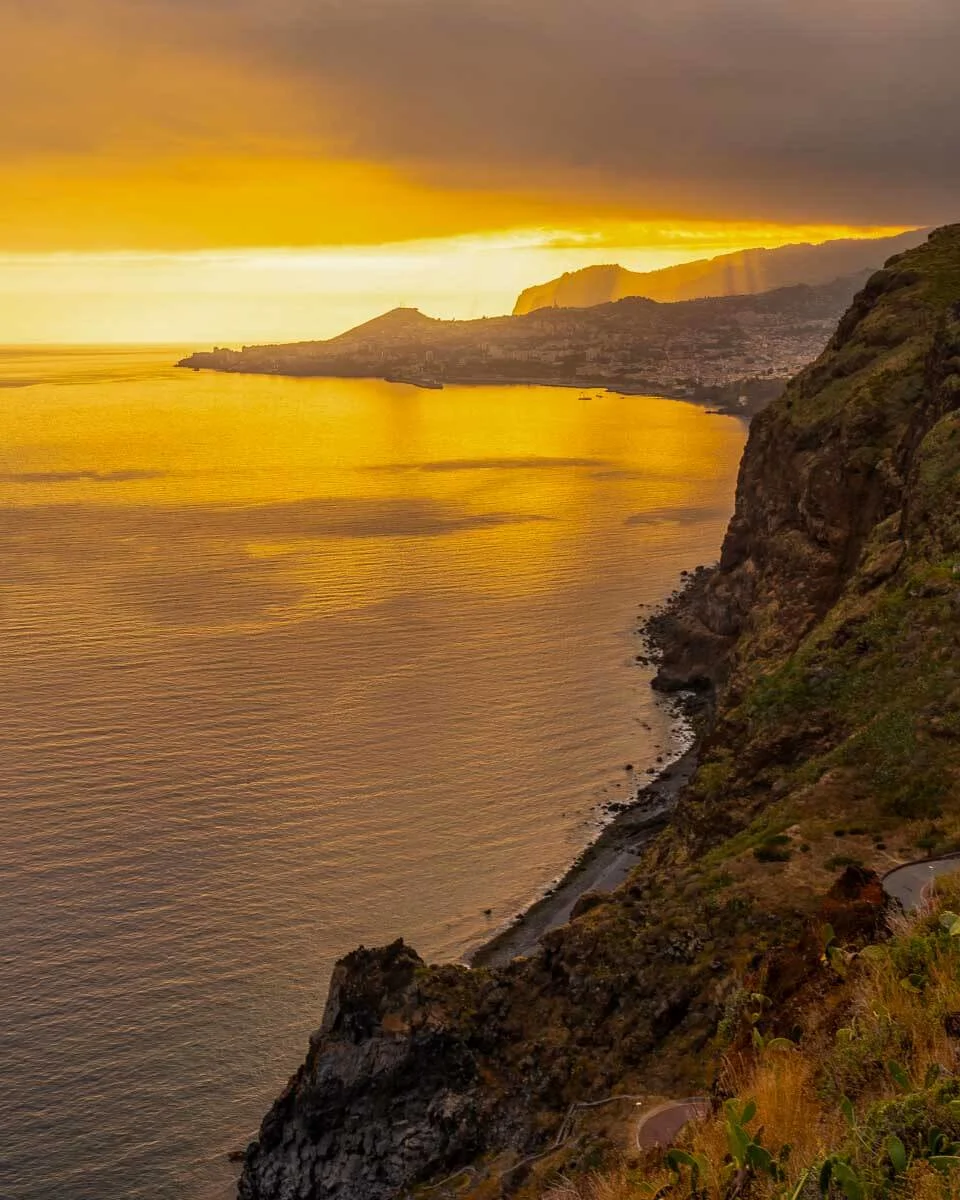 Sunset seen at the Miradouro do Cristo Rei overlook Madeira Portugal (2)