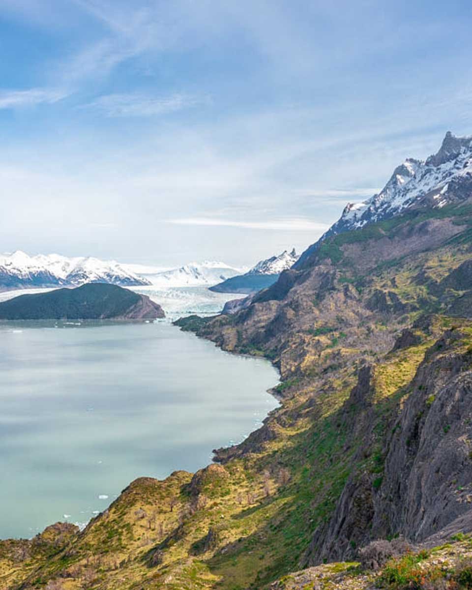The Stunning landscapes on the W Trek looking out at Glacier Grey in Torres del Paine NP Argentina
