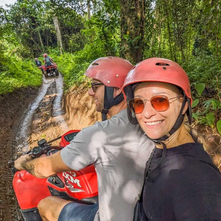 Daniel-and-Bailey-take-a-selfie-while-ATVing-in-Panjachel Lake Atitlan Guatemala