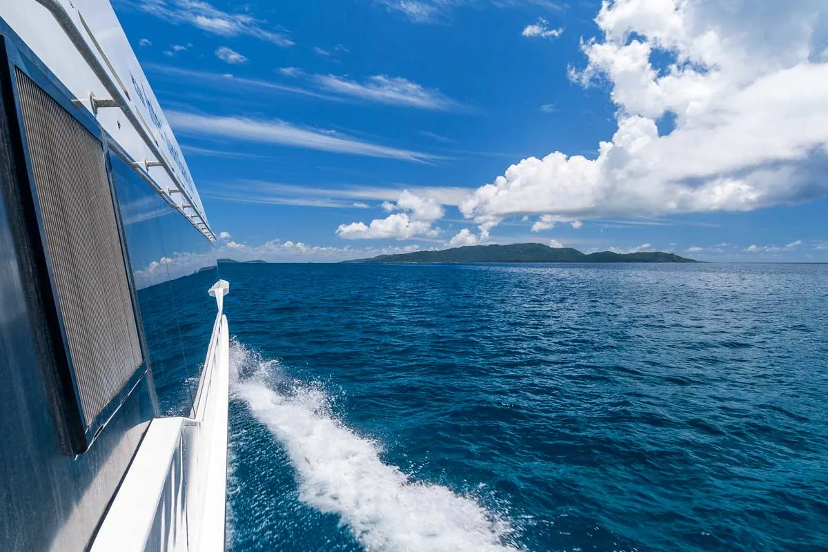 Island in Seychelles seen from the ferry