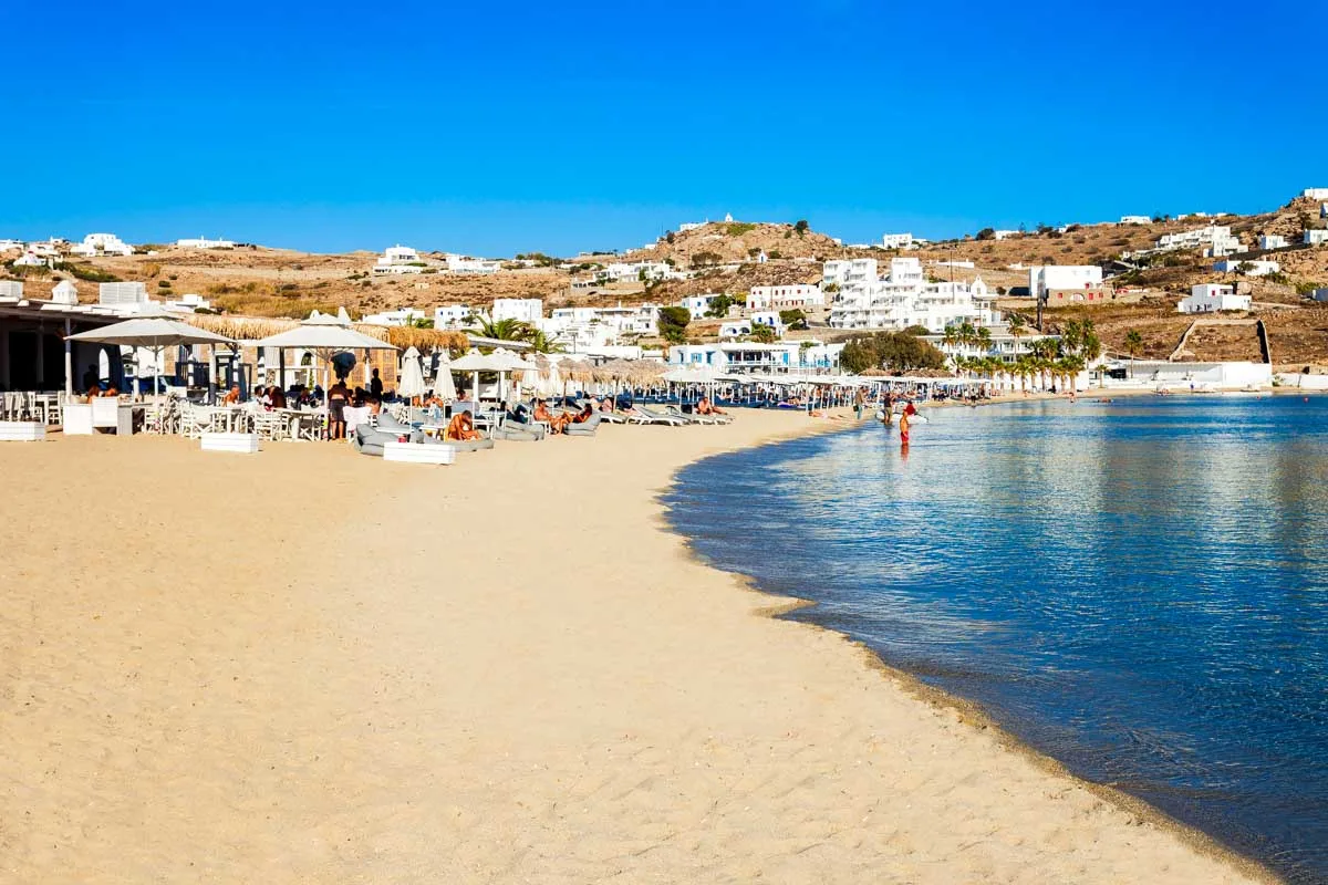Ornos Beach on Mykonos island Greece (1)