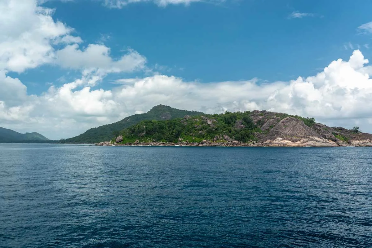 Praslin Island seen from the ferry Seychelles