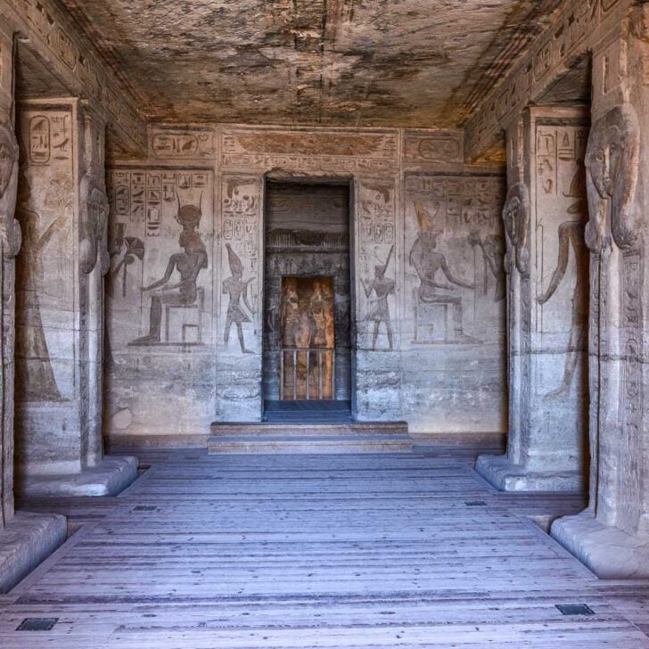 The Abu Simbel Temple interior in Egypt
