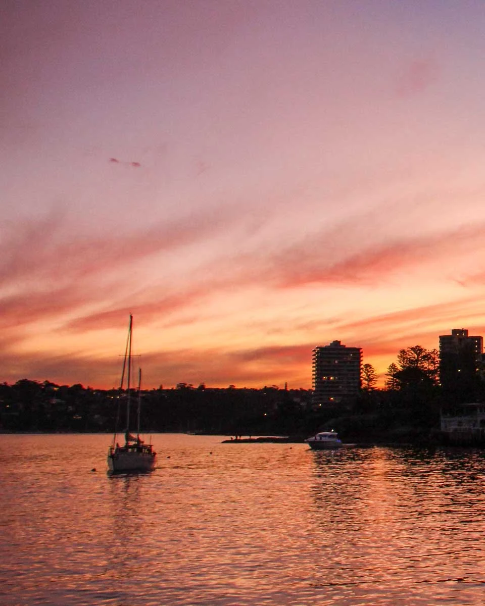 The sunset seen on a cruise from the Sunshine Coast Australia