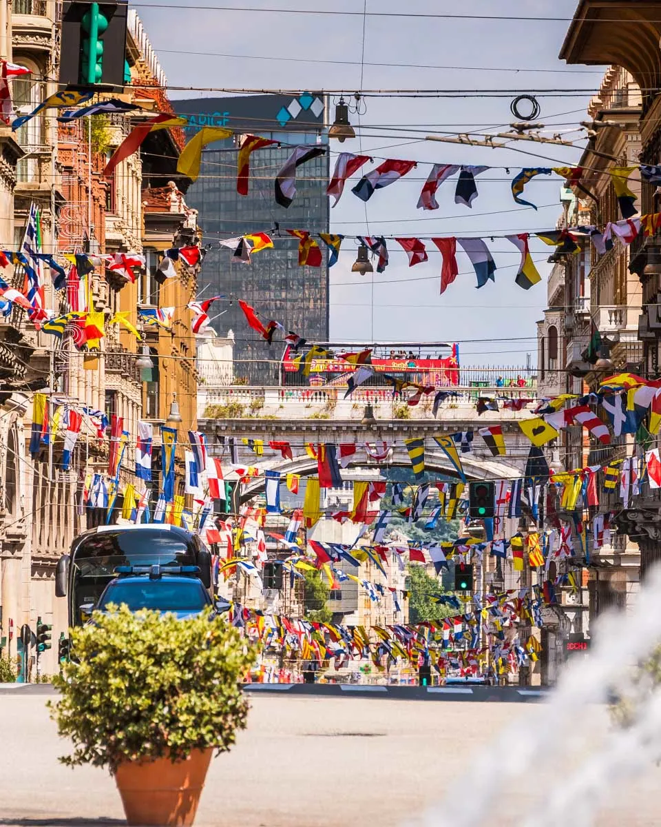 Via XX Settembre shopping street in Genoa Italy