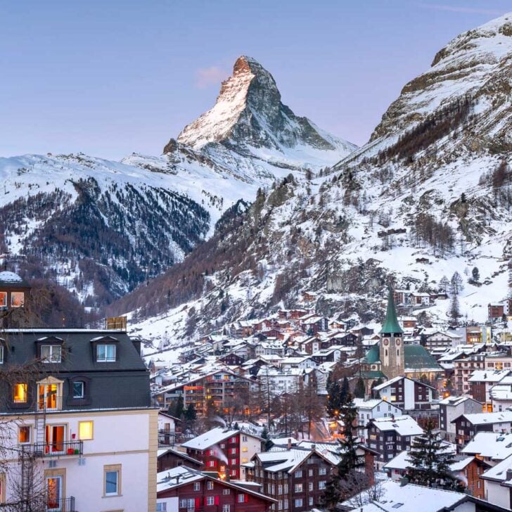 View of the Matterhorn in Zermatt Village Switzerland on a sunny day (2)