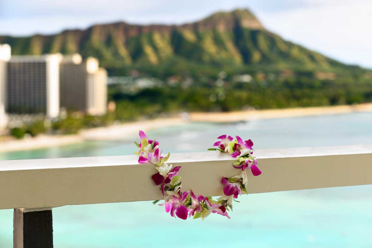 A lei on Waikiki Beach Oahu Honolulu Hawaii