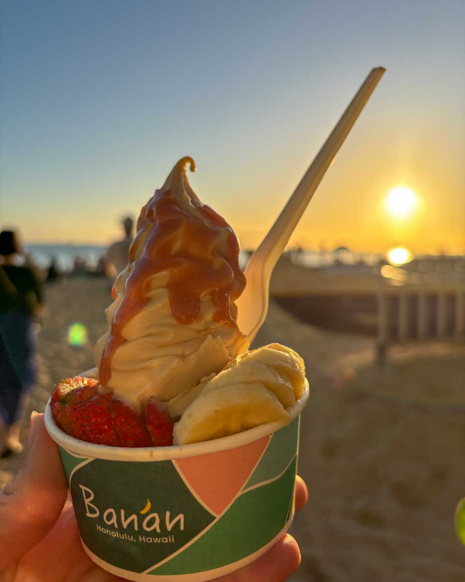 Banan ice cream in Waikiki Oahu Hawaii