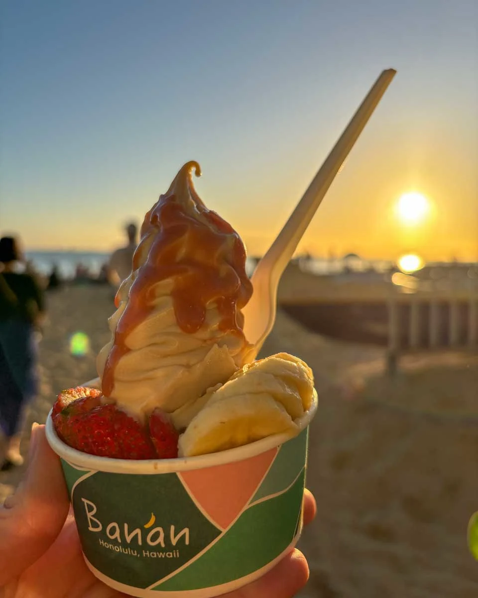 Banan ice cream in Waikiki Oahu Hawaii