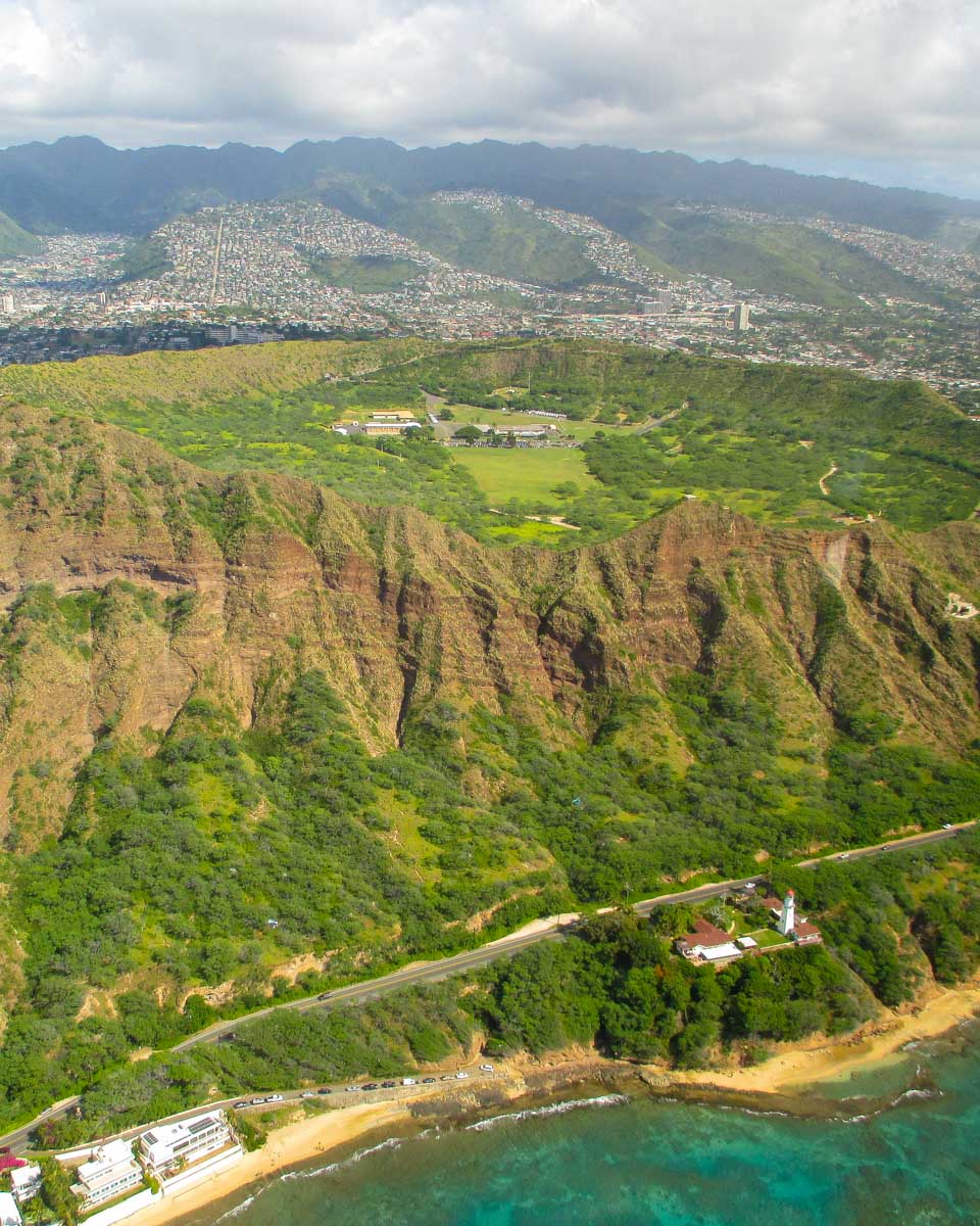 Diamond Head seen from a scenic Helicopter ride on Oahu Hawaii Waikiki Honolulu (2)