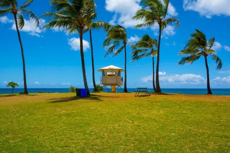 Lifeguard tower in North Shore, Hawaii