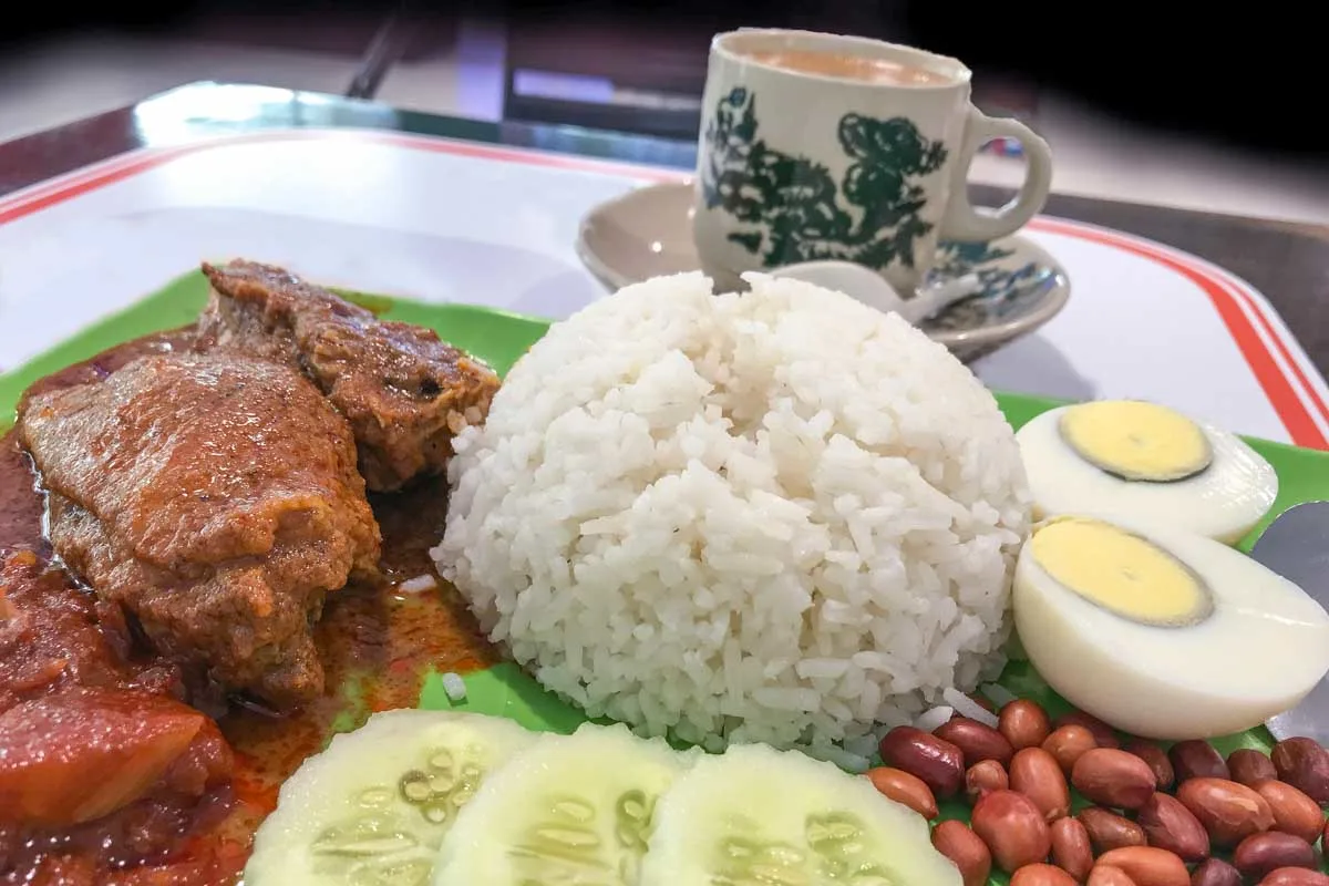 Nasi Lemak eaten for lunch in Singapore