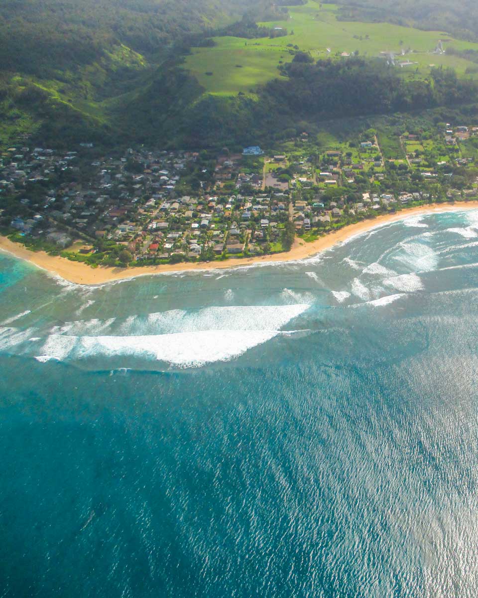 The Waikiki coastline seen from a helicopter flight from Waikiki Hawaii