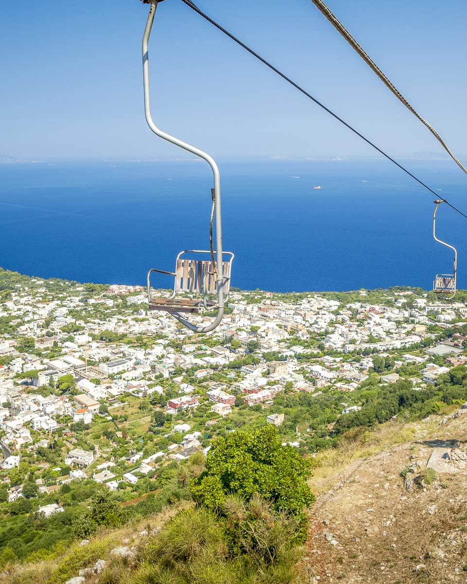 The chairlift up to Mount Solaro on Capri Italy