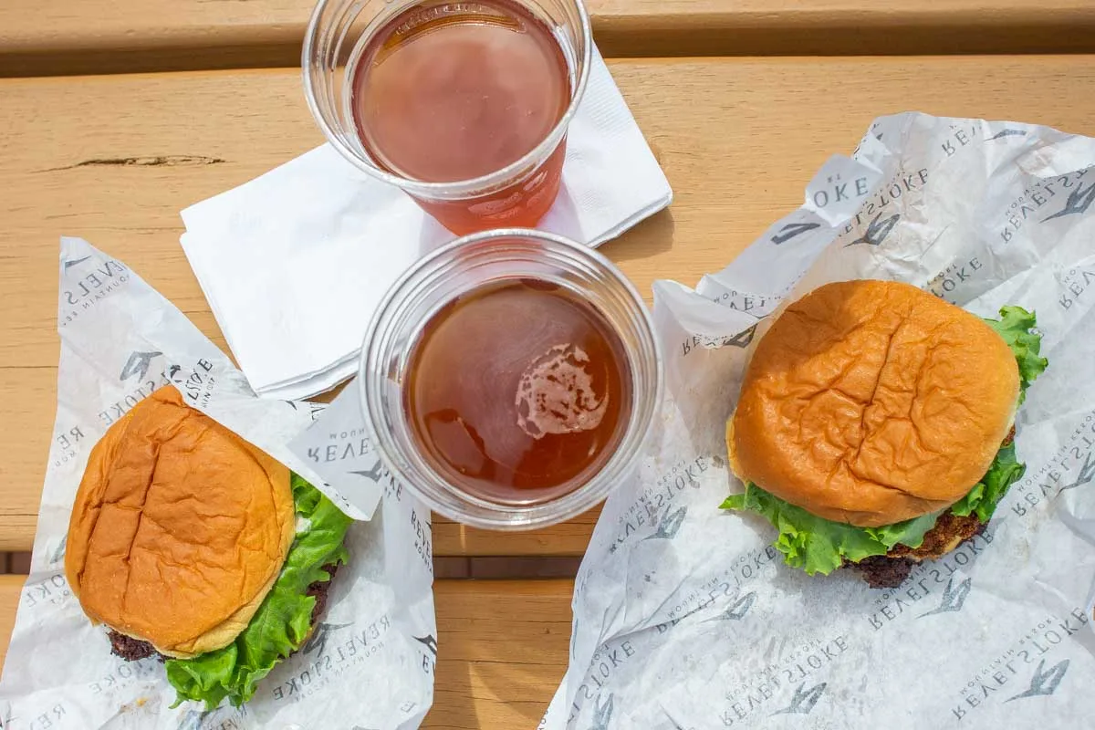 Two-burgers-at-beer eaten in San Andres Colombia