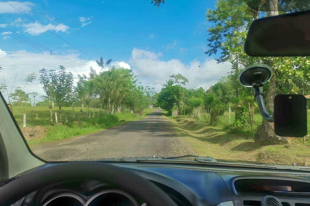 View-of-the-road-from-the-rental-car-in-Hawaii
