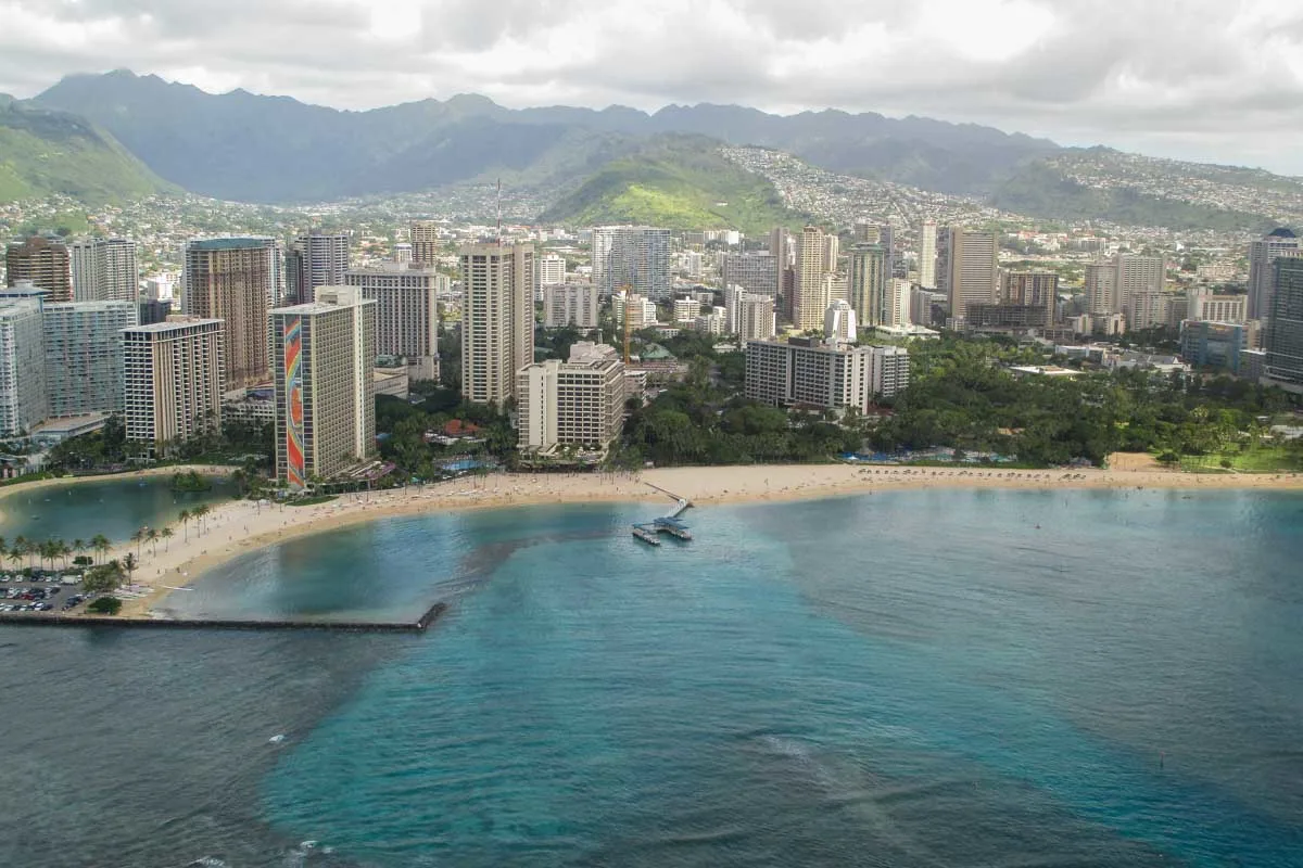 Waikiki seen from a helicopter in Waikiki Honolulu Hawaii (2)