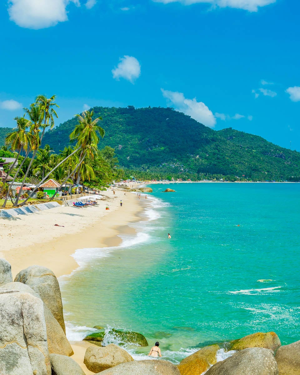 Lamai beach on Koh Samui Thailand on a sunny day