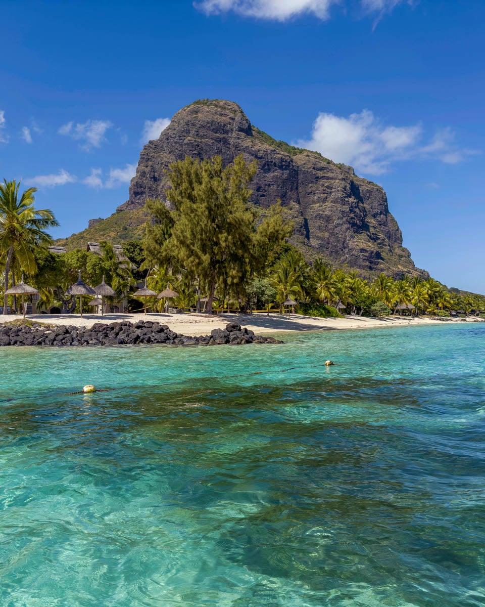 Le Morne Peninsula and Le Morne Brabant seen in Mauritius