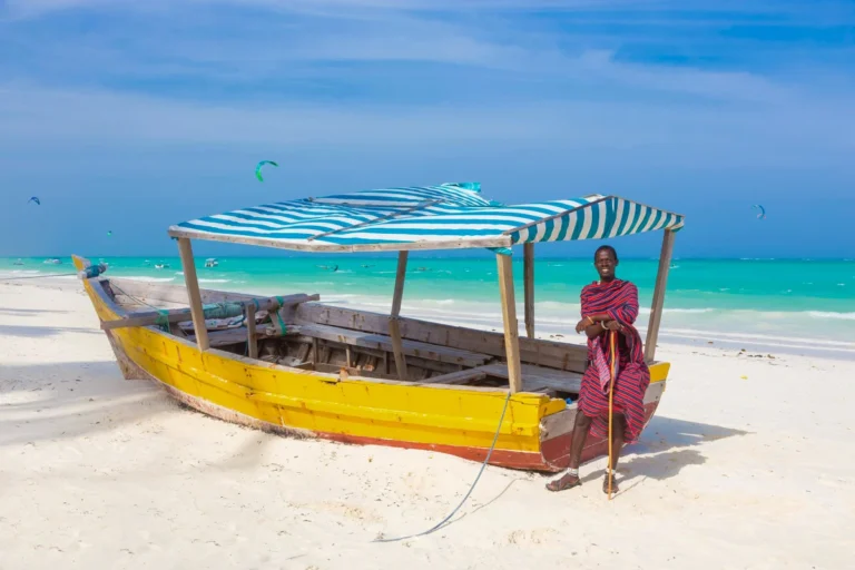 Maasai-man-on-the-beach-in-Zanzibar-Tanzania
