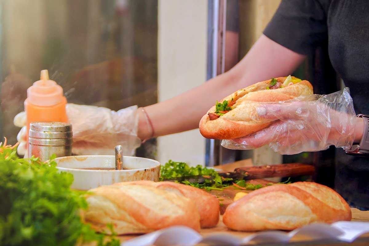 A banh mi eaten in Hoi An Vietnam