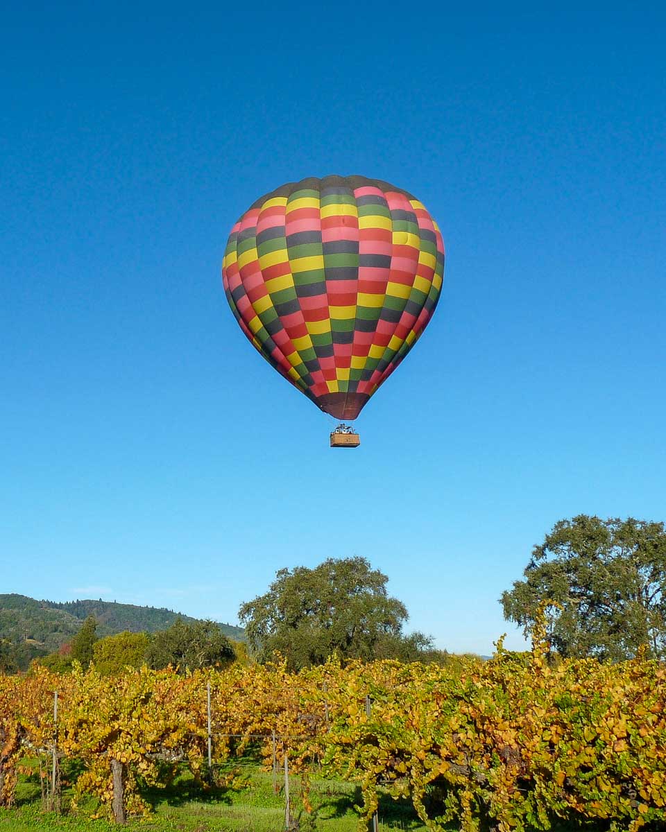 A hot air balloon seen near Napa California