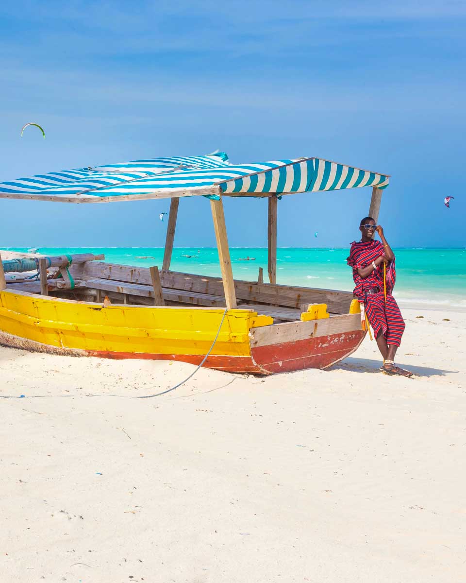 A maasai man on the beach in Zanzibar Tanzania