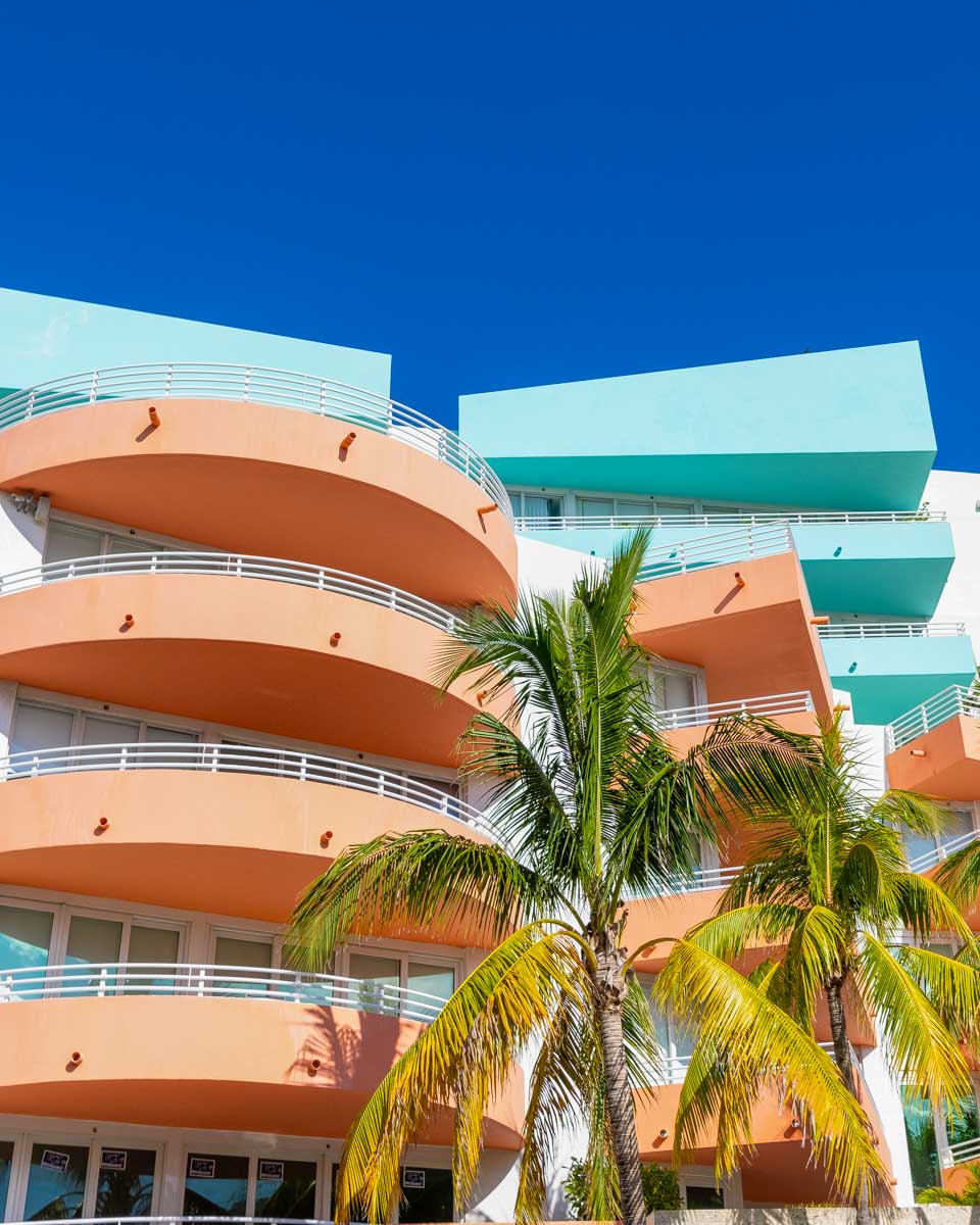 Art Deco buildings seen in Miami Florida South Beach