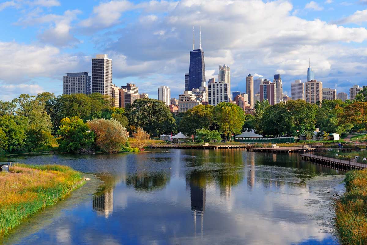 Chicago Illinois seen from Lincoln Park