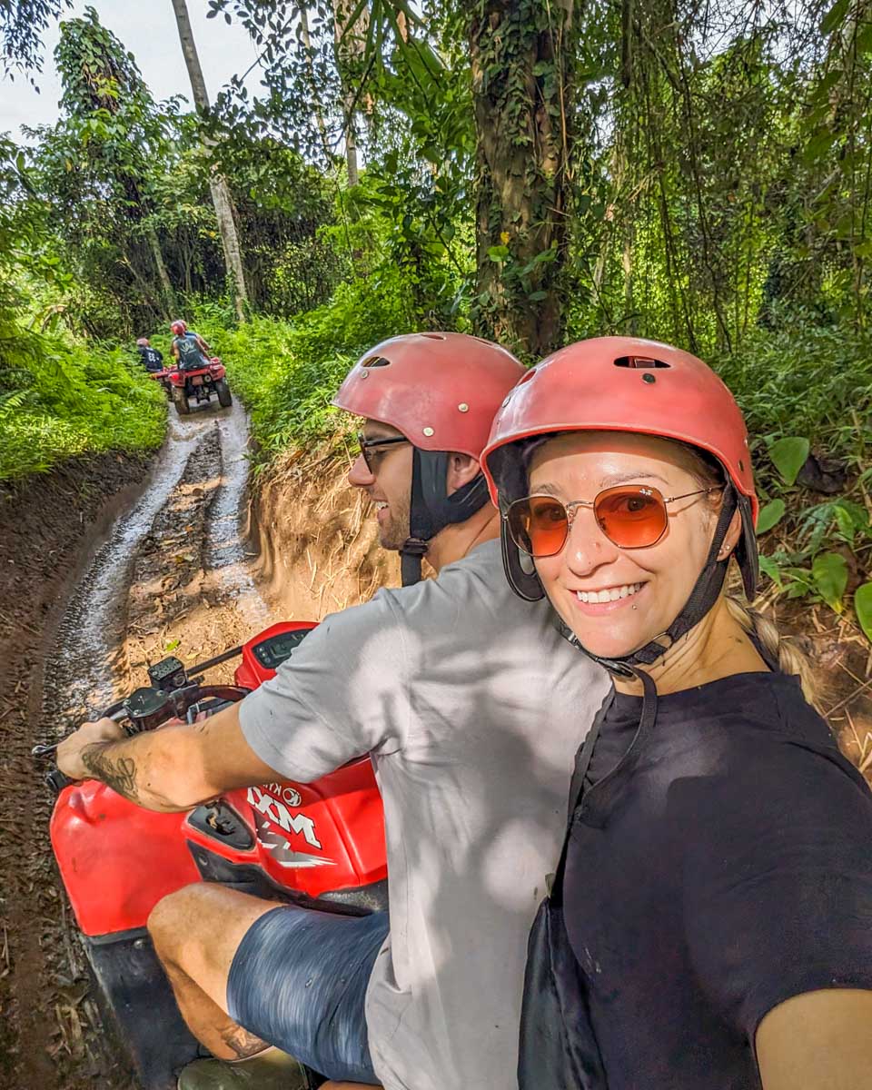 Daniel-and-Bailey-take-a-selfie-while-ATVing-in-Moorea, French Polynesia