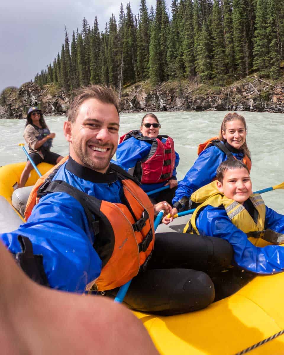 Daniel-takes-a-selfie-while-white-water-rafting-on-the-Taiya River near Skagway Alaska