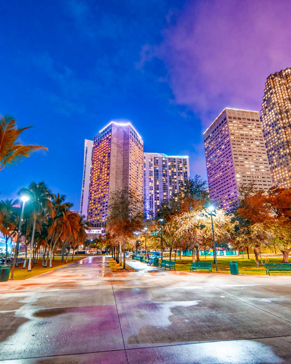 Downtown Miami at night from Bayfront Park Miami Florida 4