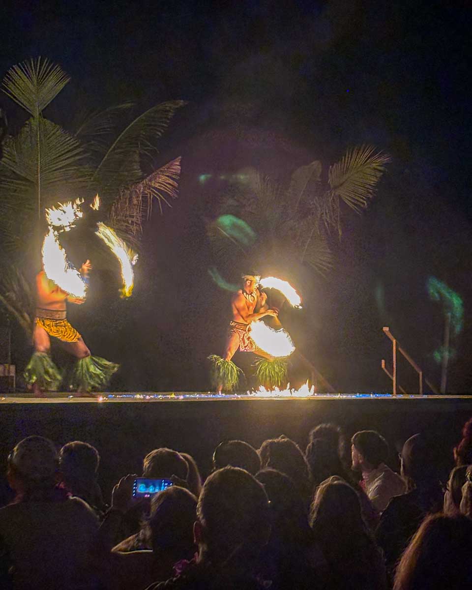 Fire-dancers-at-a-luau-on Big Island Hawaii