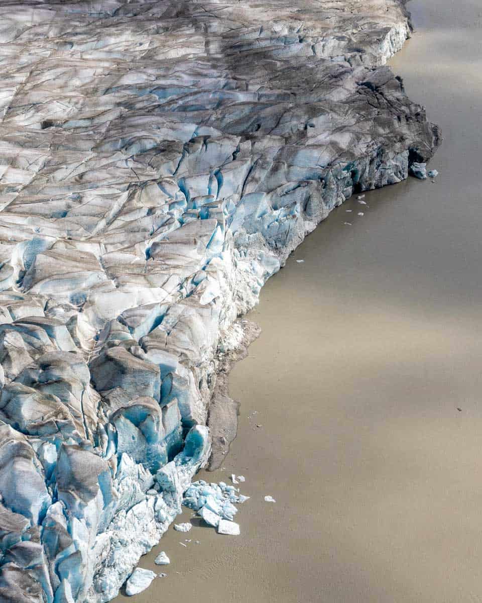 Flying over a glacier on a tour from Juneau Alaska