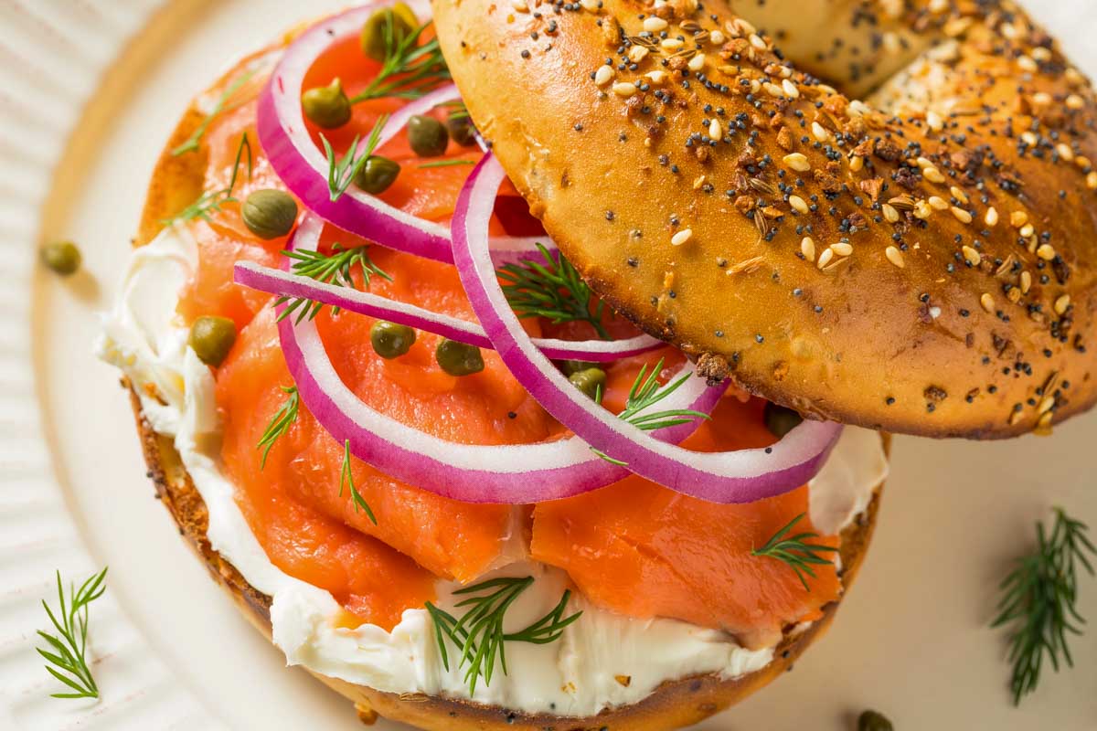 Homemade Bagel and Salmon Lox with Cream Cheese in Napa Valley California