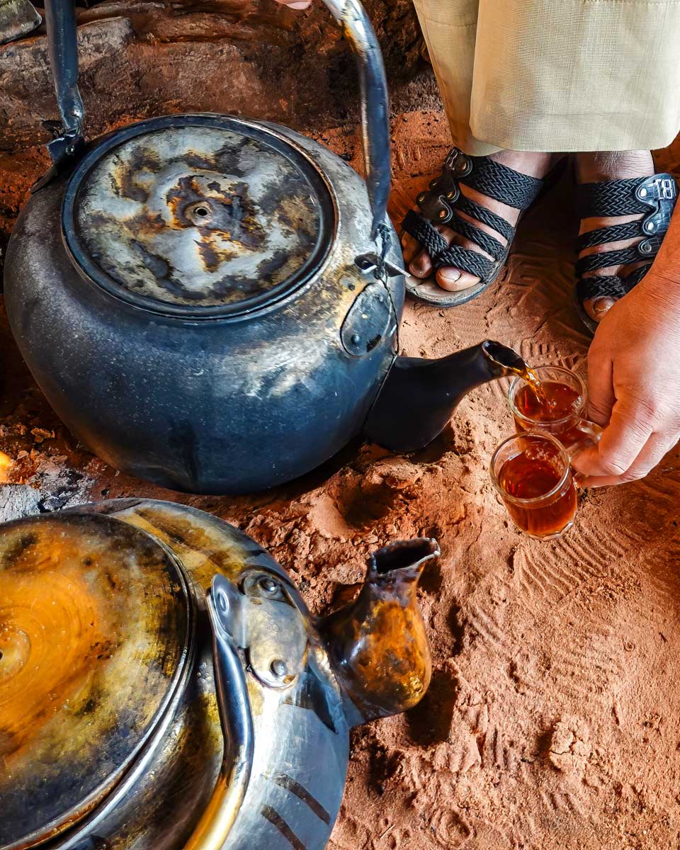 Hot tea served in Wadi Rum