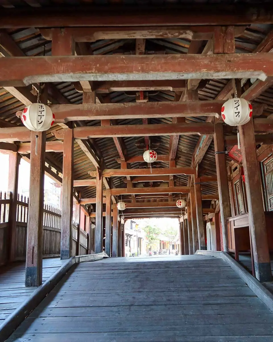 Inside passage of the Japanese Bridge in Hoi An, Vietnam