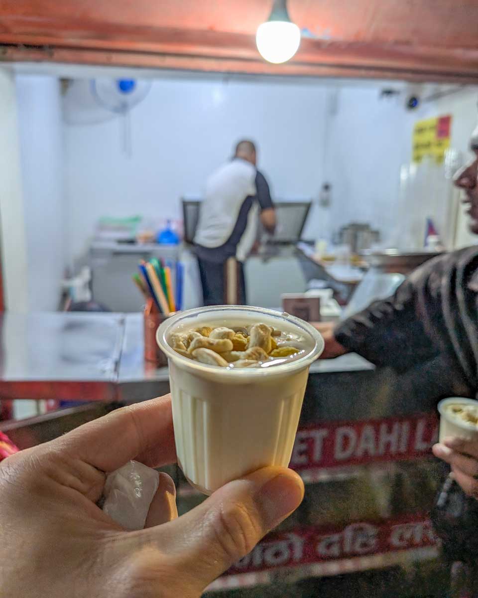 Lassi eaten on a food tour in Kathmandu Nepal