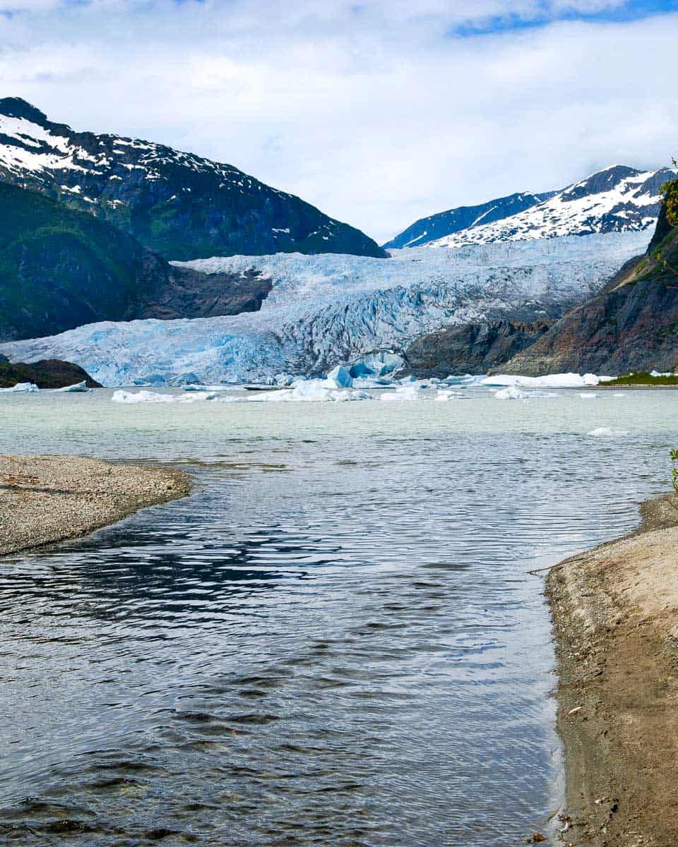 Mendenhall Glacier seen on a tour from Juneau Alaska