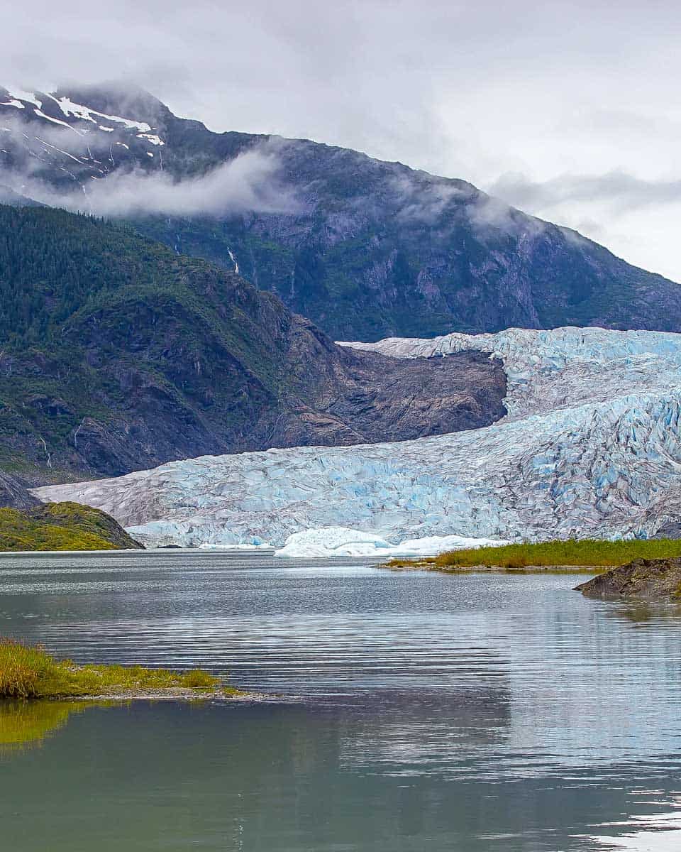 Mendenhall lake and glacier seen near Juneau Alaska