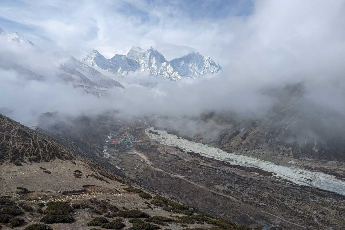 Mount Everest mountain range and base camp seen on a tour from Kathmandu Nepal (1)