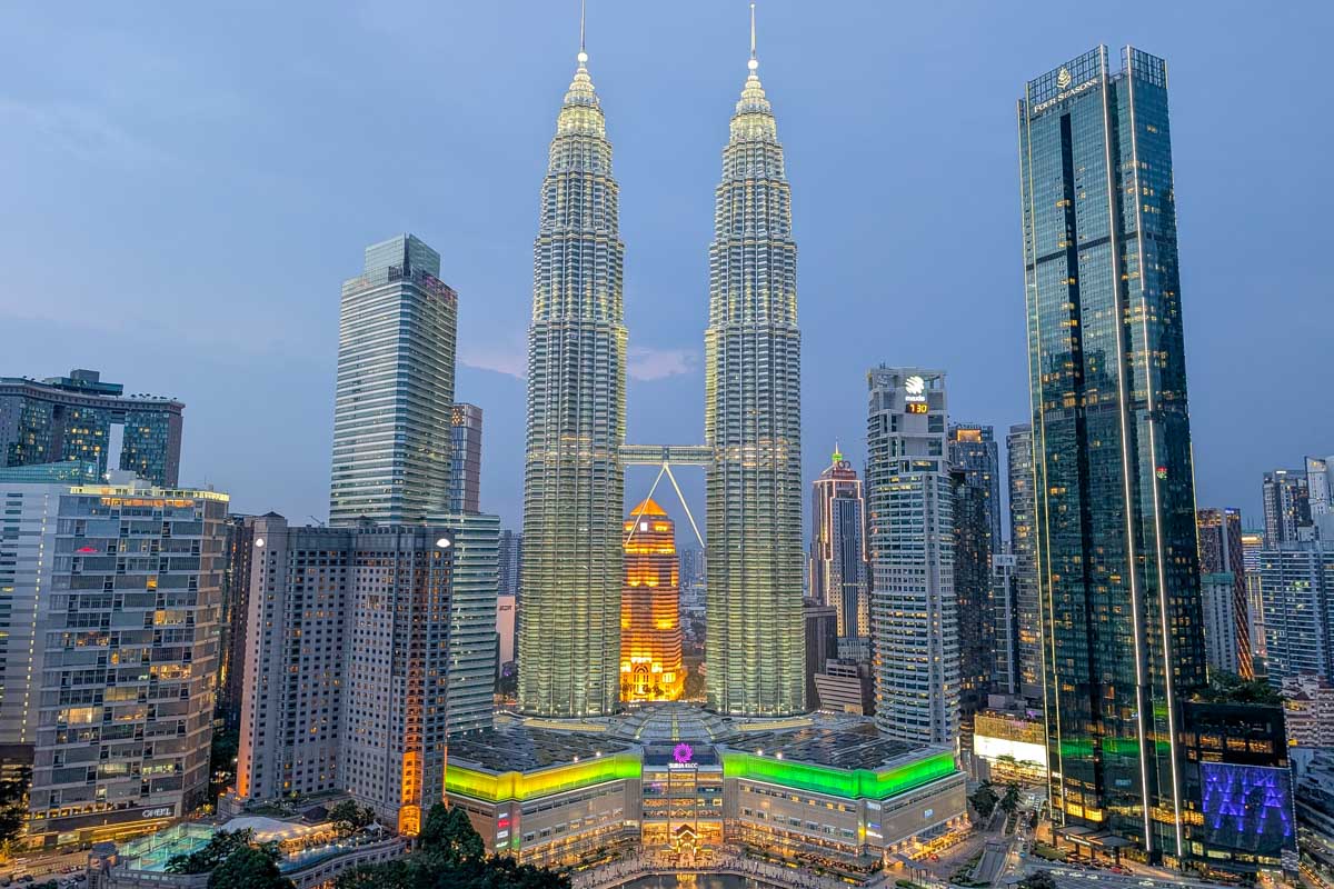 Petronas Towers seen from Skybar at Traders Hotel in Kuala Lumpur Malaysia (3)